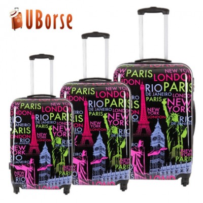 printing suitcase set, custom logo suitcase, ABS luggage set suitcase