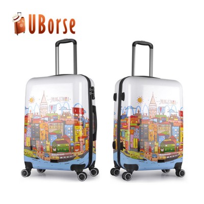 Unique pattern 20 inch printed luggage bag travel abs pc trolley luggage